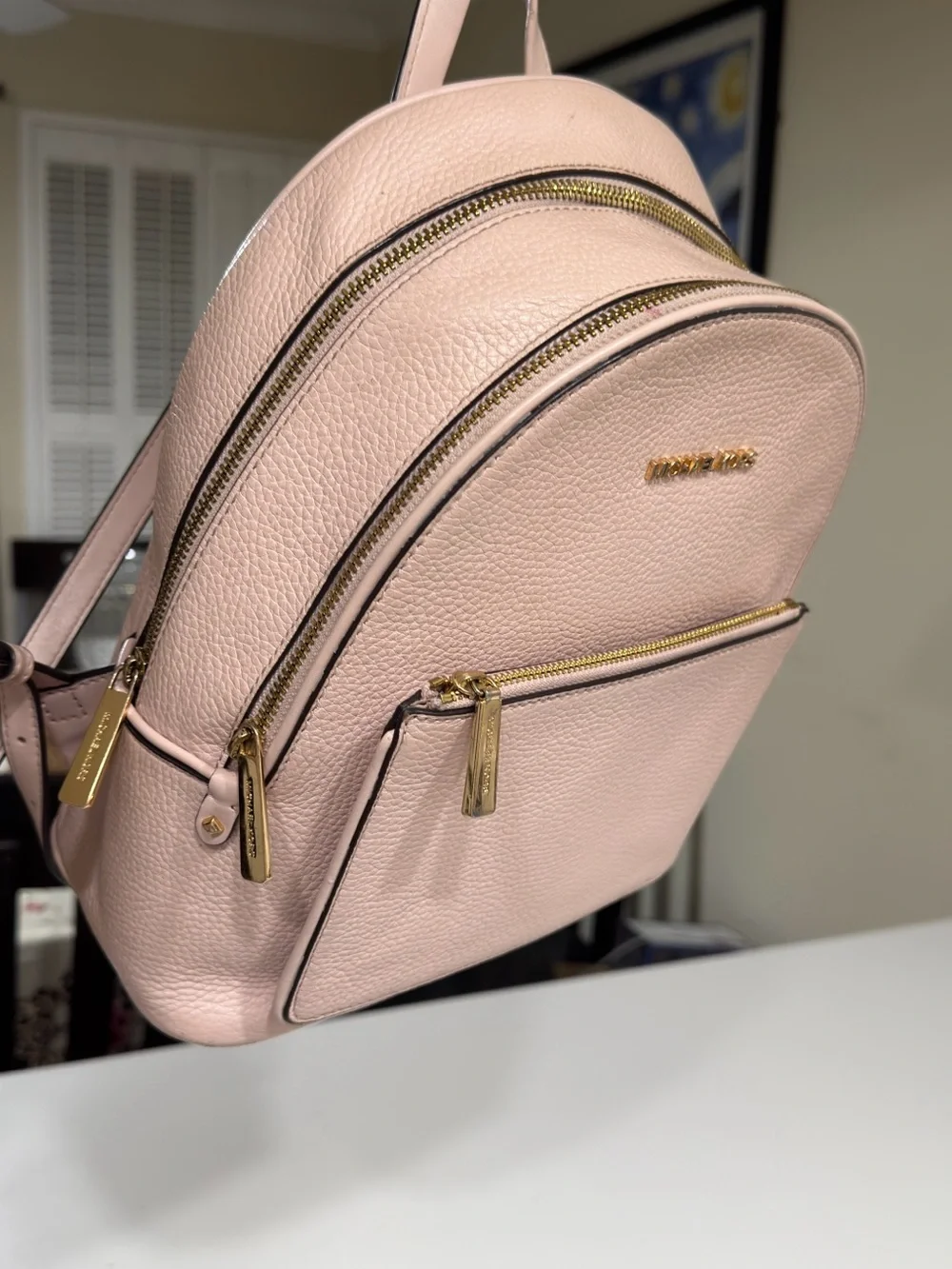 Michael Kors ADINA Women Leather PowderBlush Backpack, School Travel Bag 11x10x5